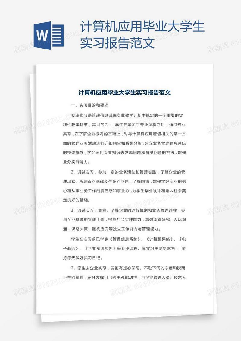 计算机应用毕业大学生实习报告范文