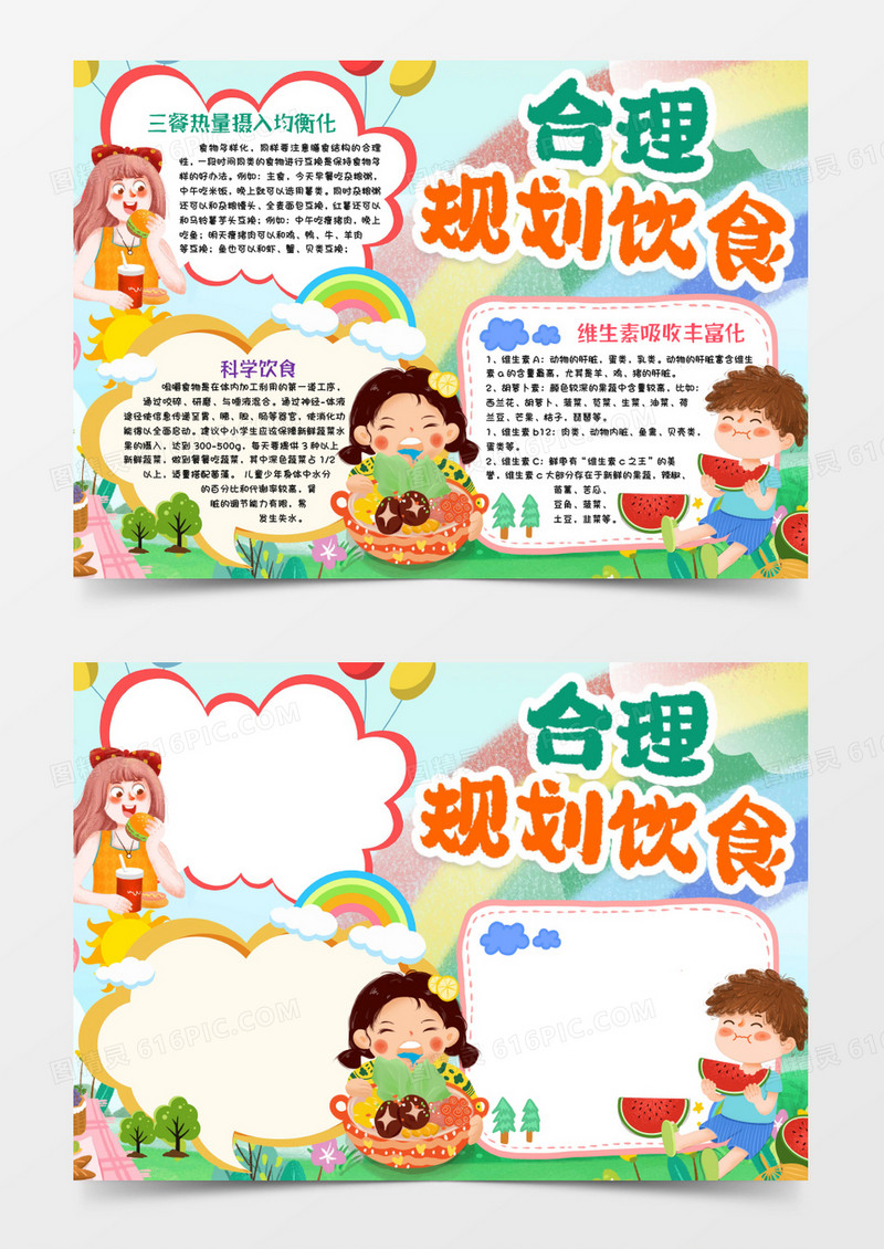 合理规划饮食小报手抄报word模版