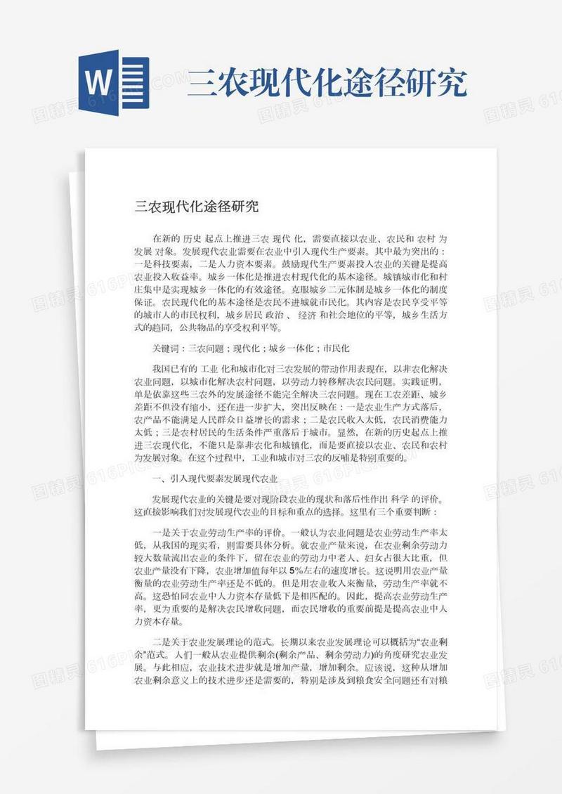 三农现代化途径研究