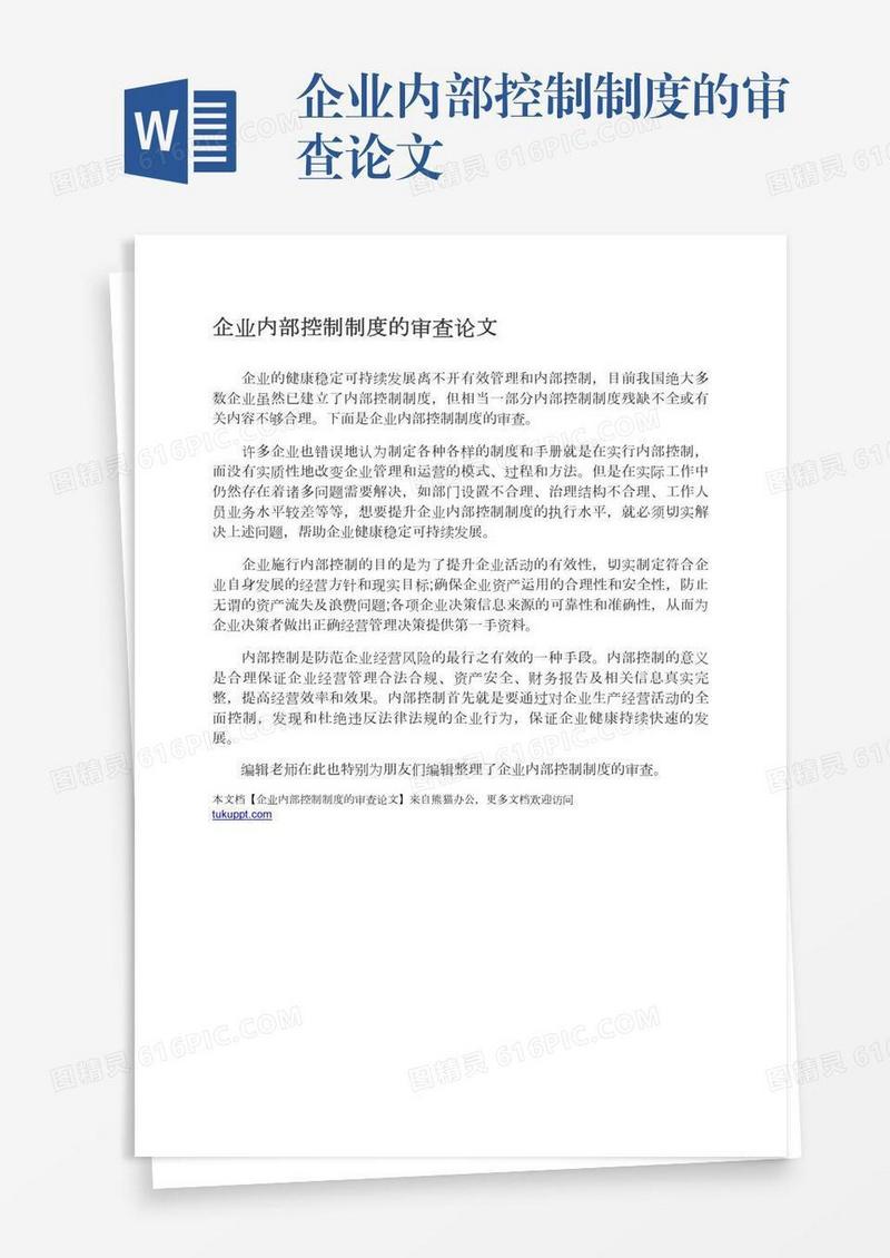 企业内部控制制度的审查论文