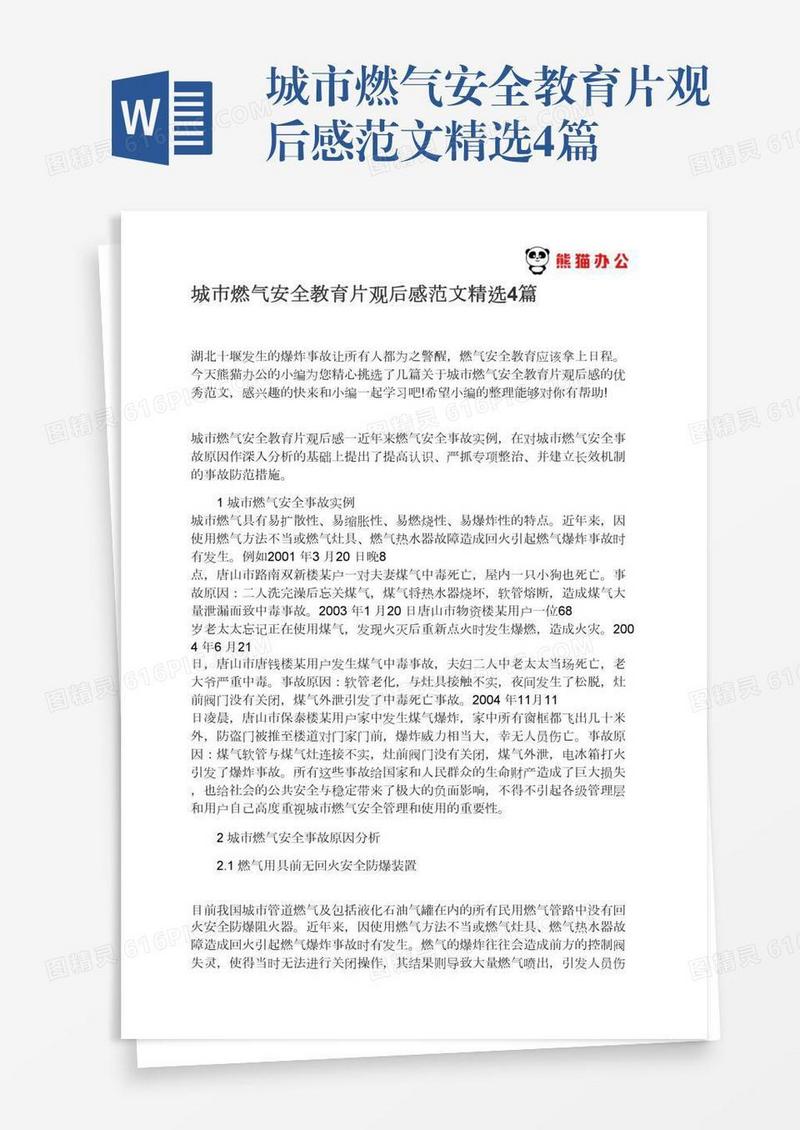 城市燃气安全教育片观后感范文精选4篇