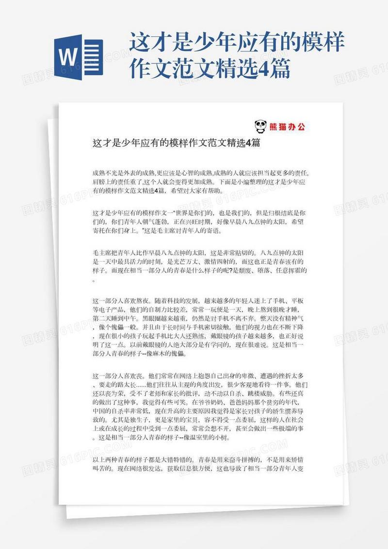 这才是少年应有的模样作文范文精选4篇