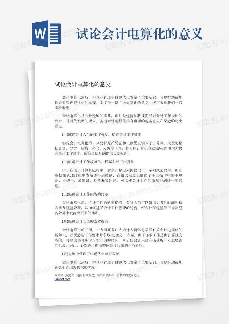 试论会计电算化的意义
