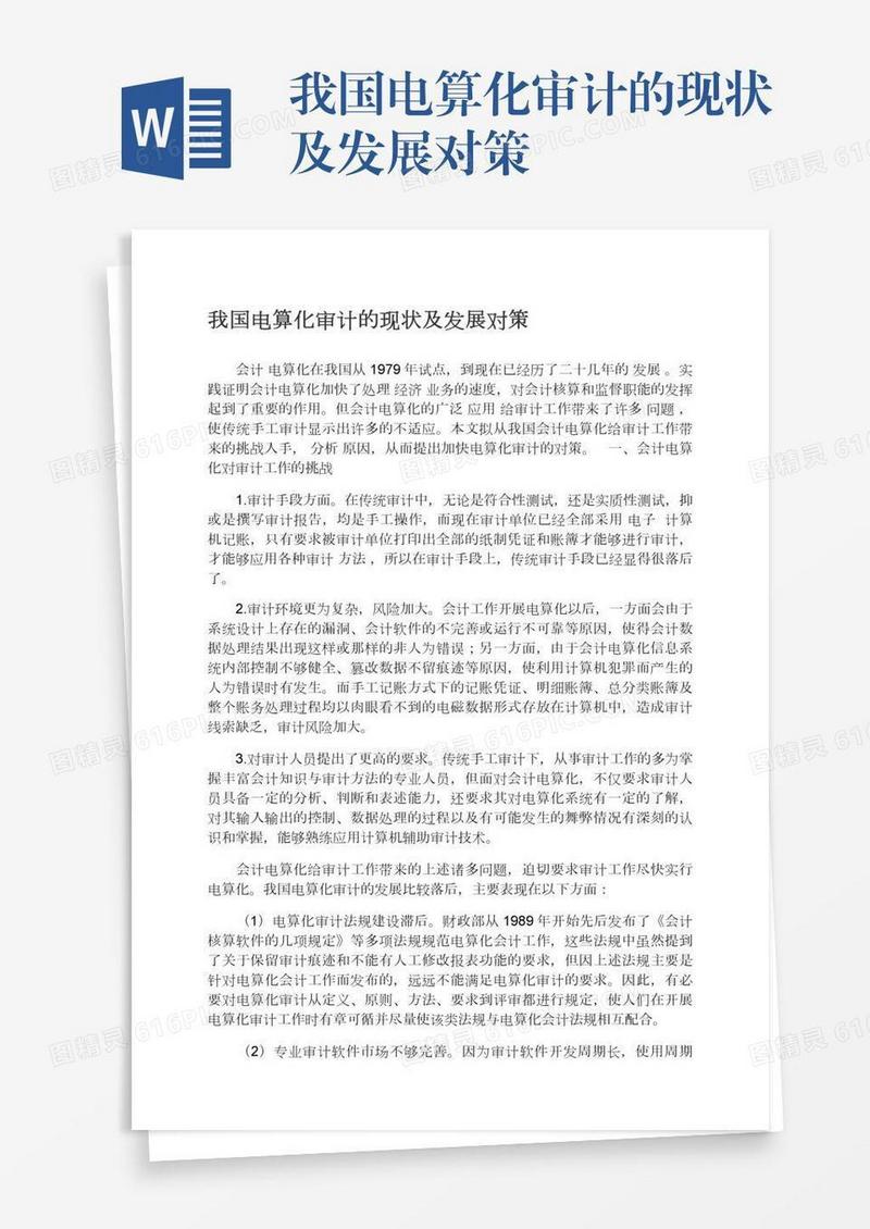 我国电算化审计的现状及发展对策
