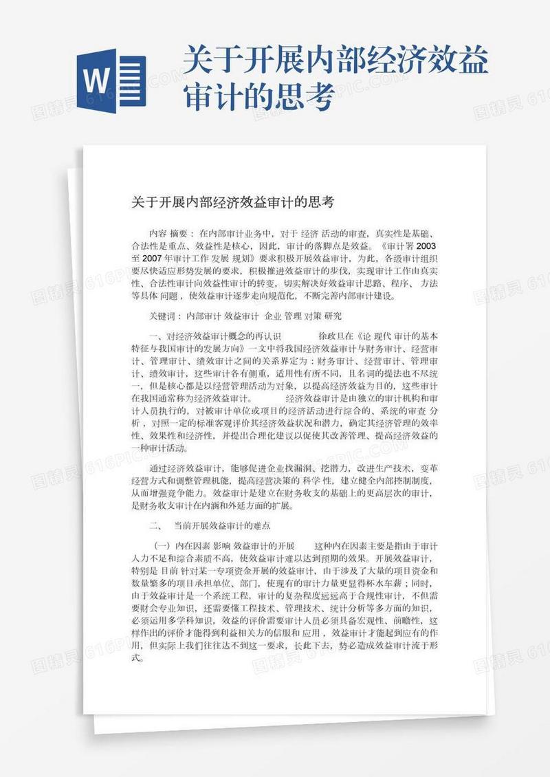 关于开展内部经济效益审计的思考