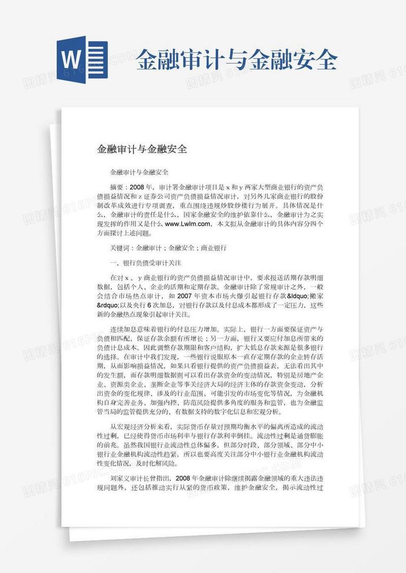 金融审计与金融安全