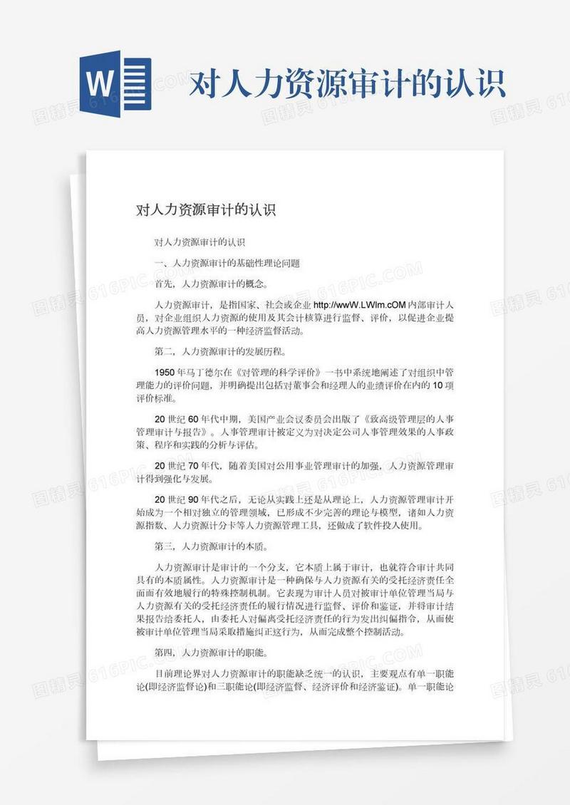 对人力资源审计的认识