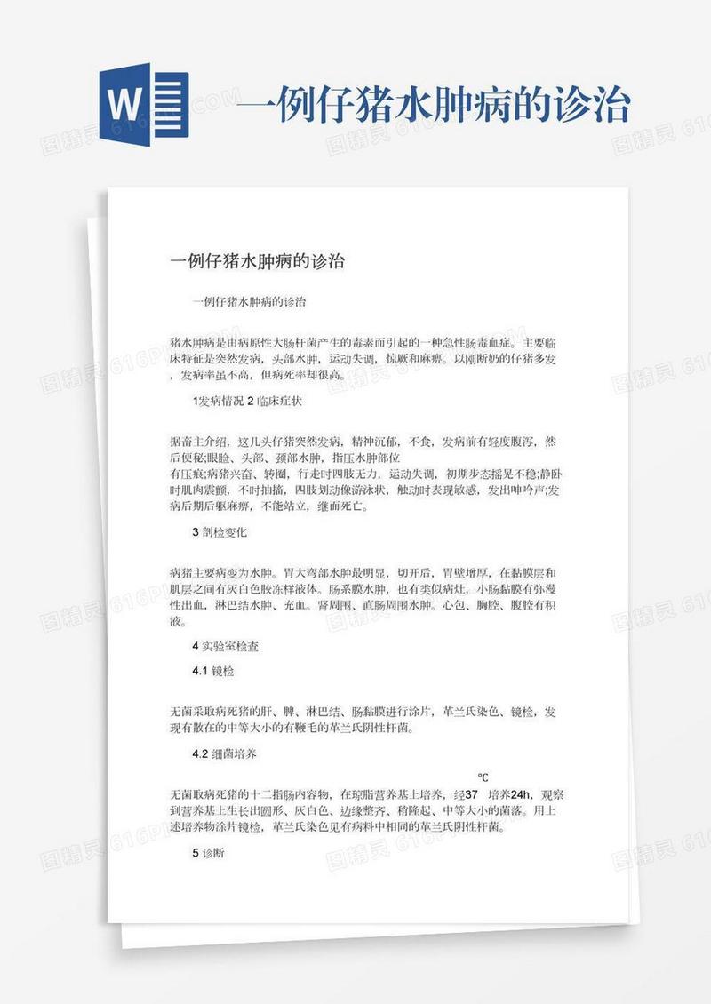 一例仔猪水肿病的诊治