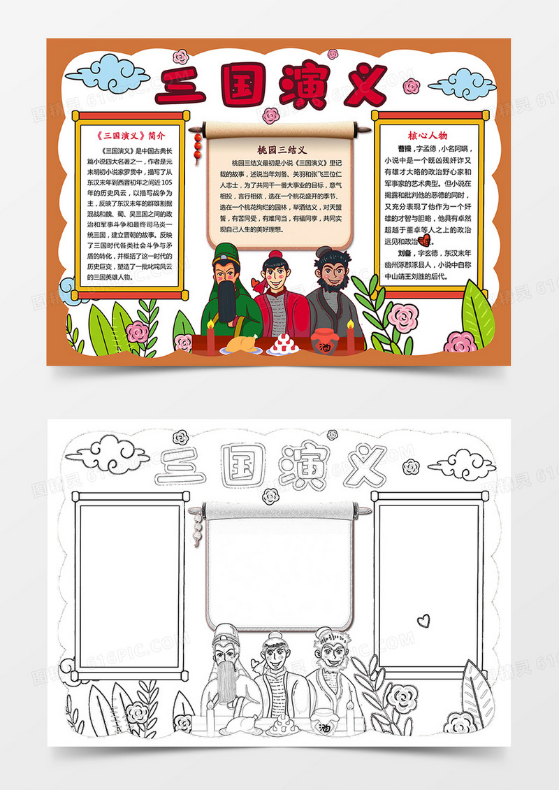 三国演义读书阅读小报手抄报