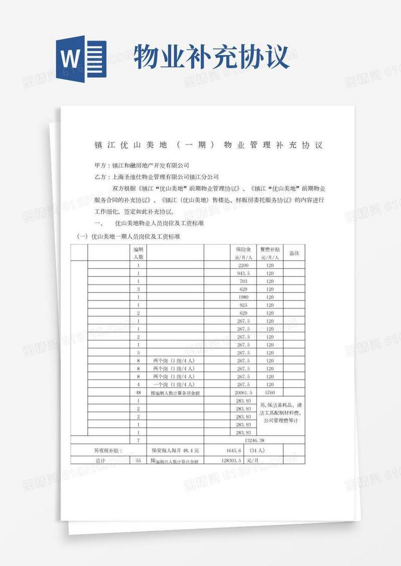 物业管理补充协议合同