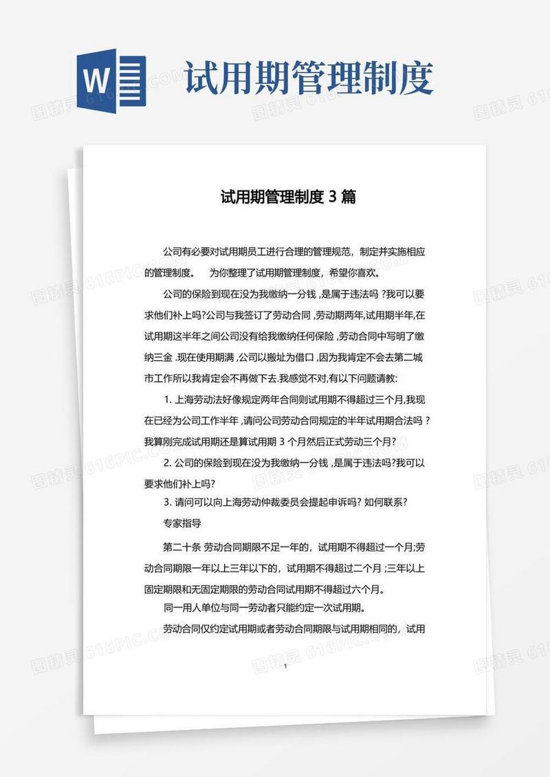 试用期管理制度3篇