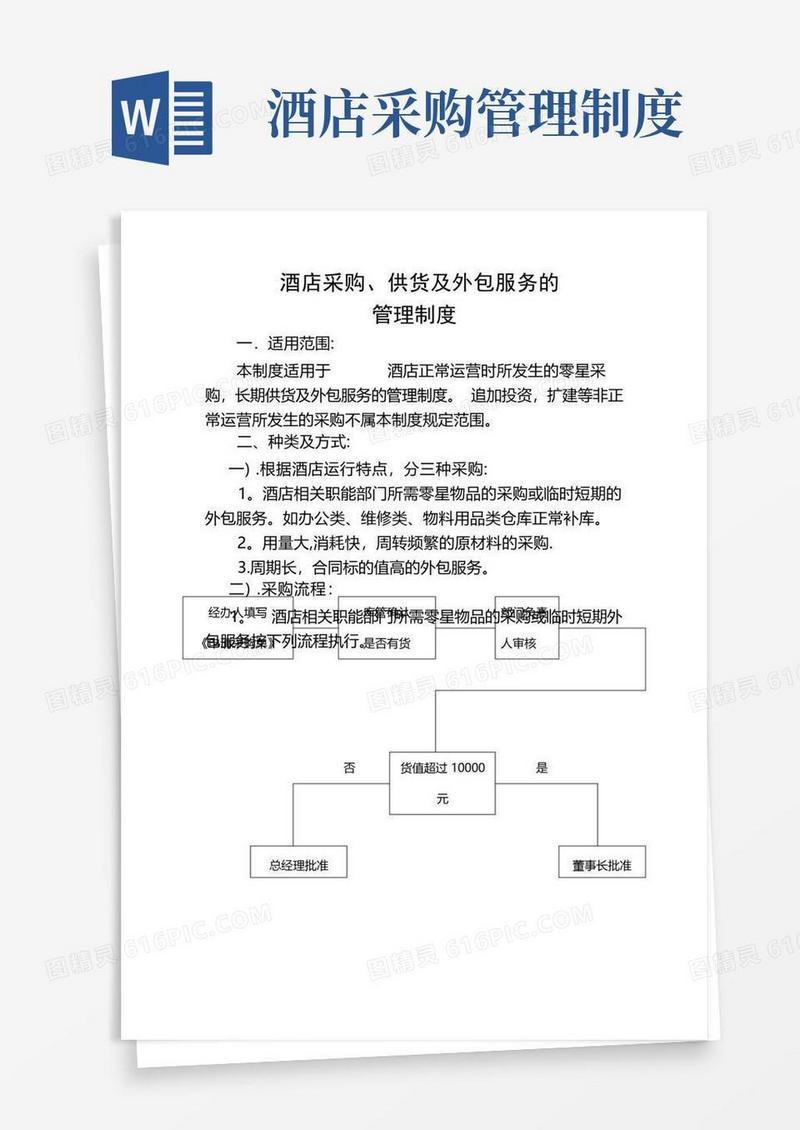 酒店采购及供货管理制度