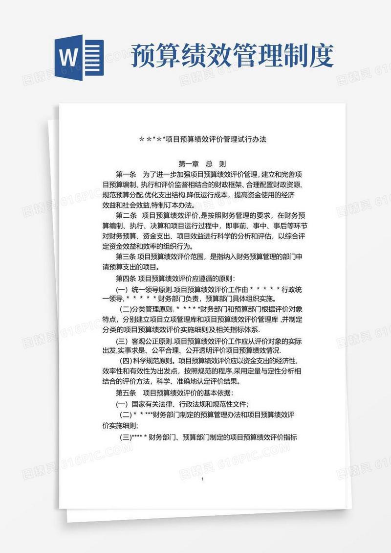 项目预算绩效评价管理试行办法