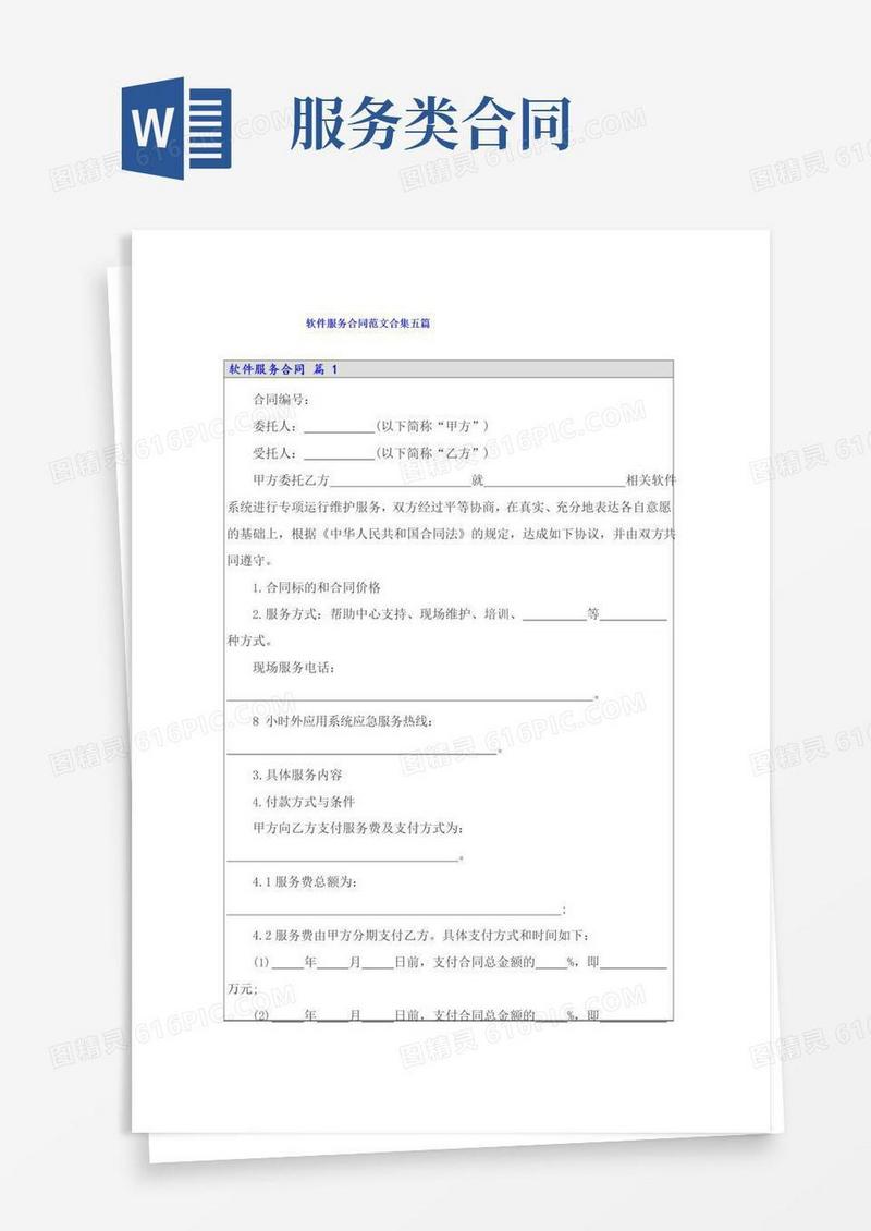 简易版软件服务合同范文合集五篇