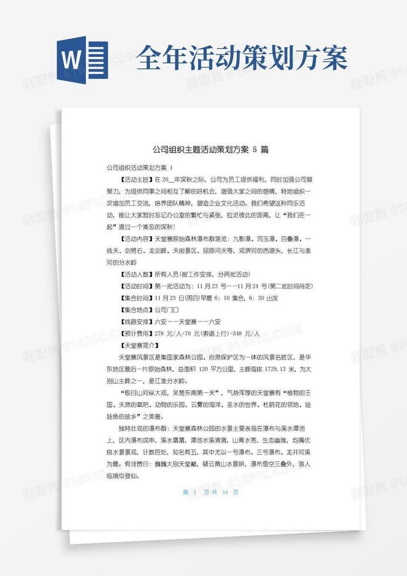 大气版公司组织主题活动策划方案5篇