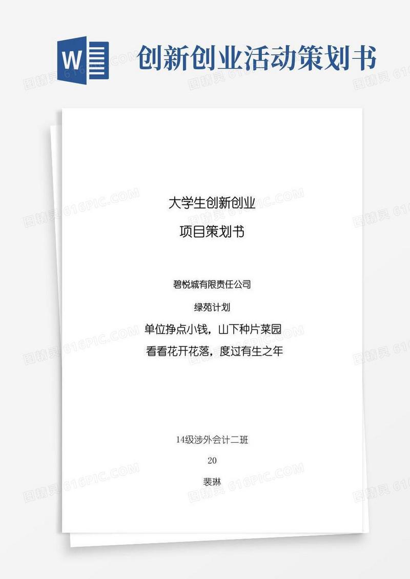 通用版创新创业策划书
