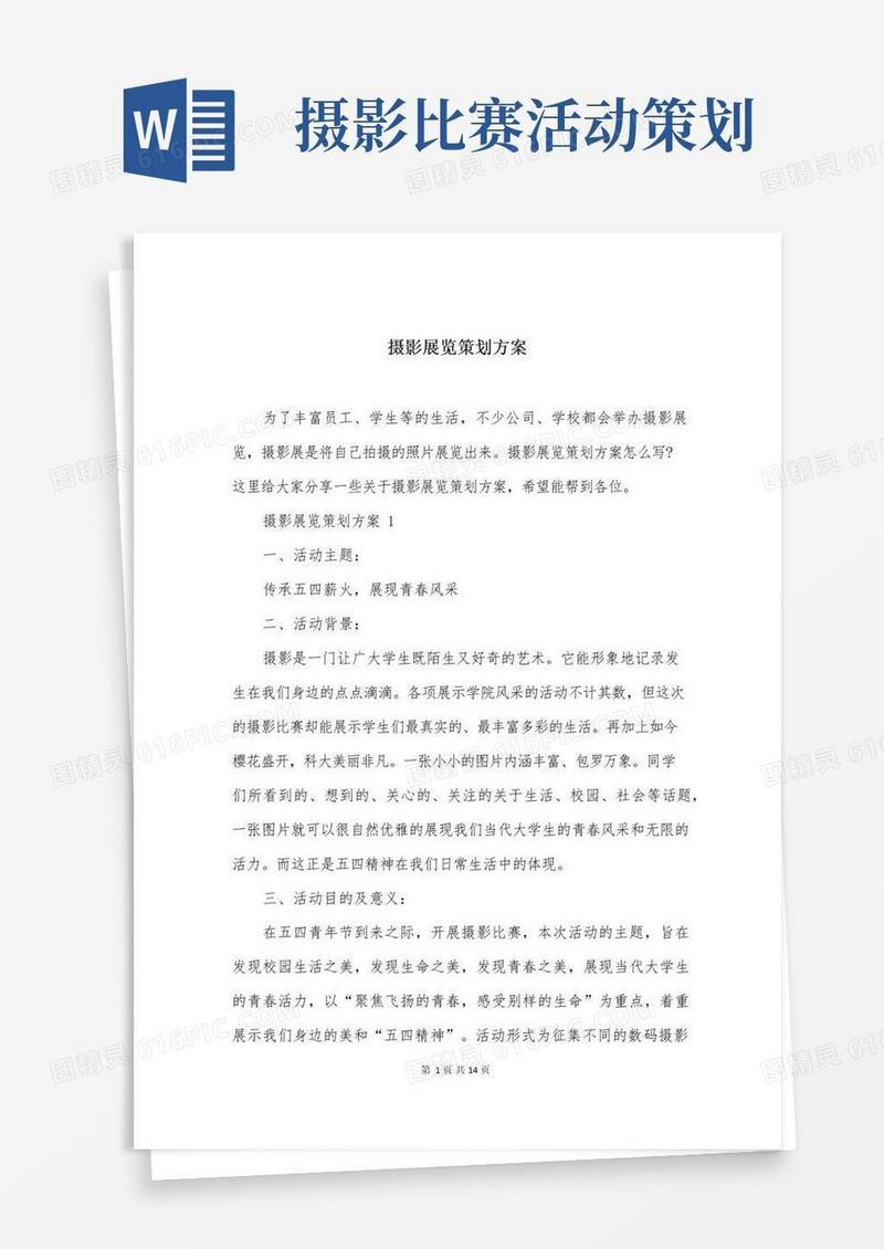 实用的摄影展览策划方案
