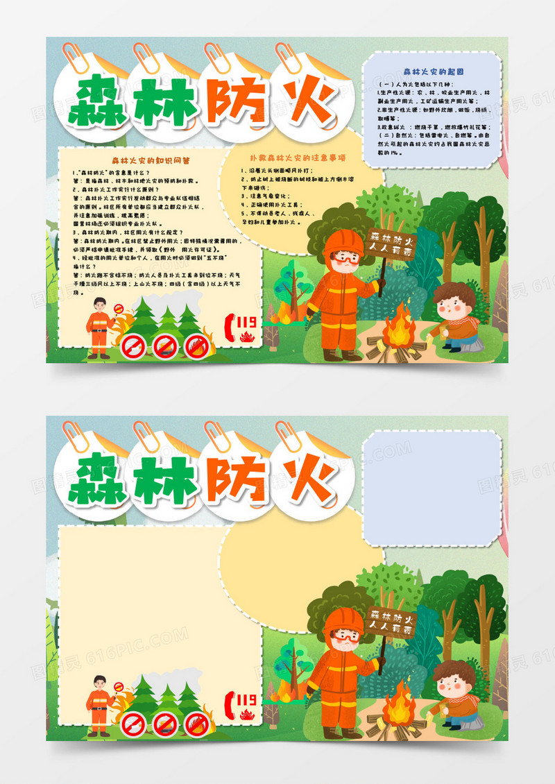 森林防火消防安全手抄报模板