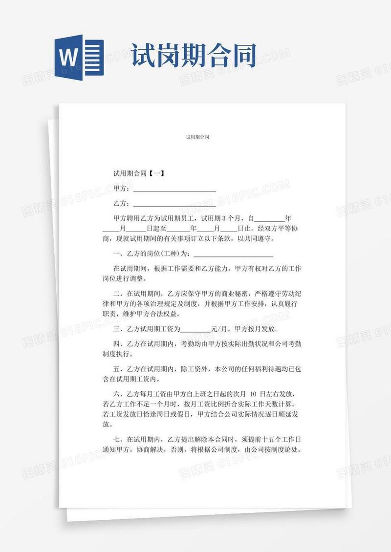 通用版试用期合同(标准版)