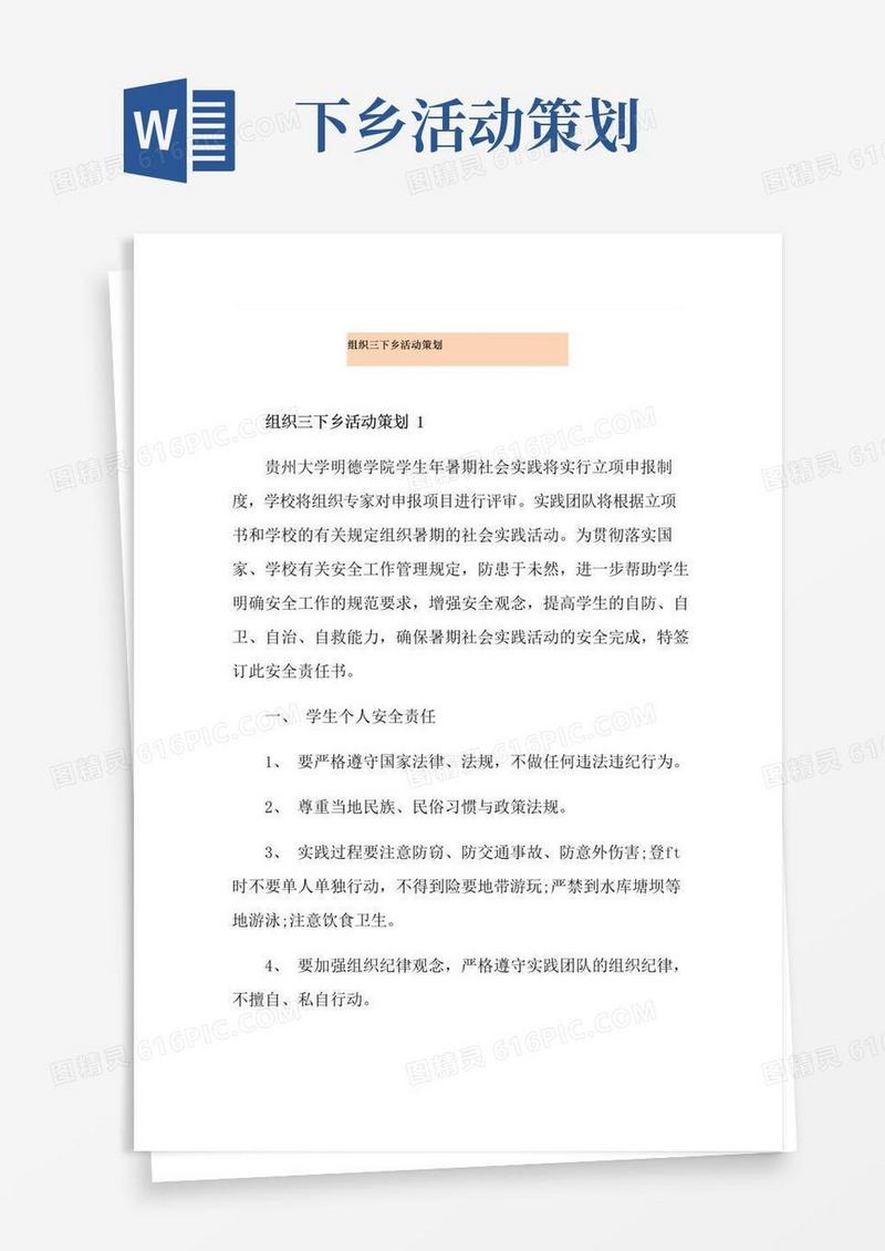 简易版组织三下乡活动策划