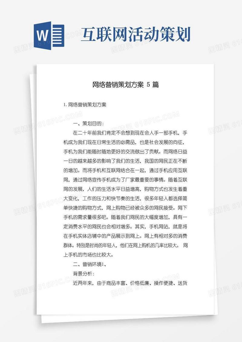 大气版网络营销策划方案5篇