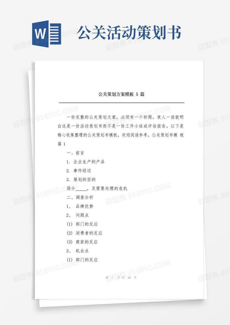大气版公关策划方案模板5篇