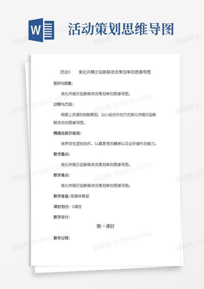 实用的活动3---美化并展示迎新联欢会策划单的思维导图