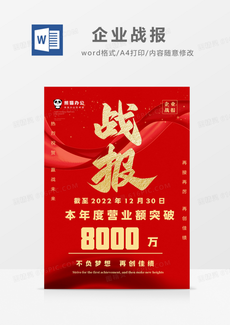 企业战报2022年年末年终喜报实用红色红金.docx