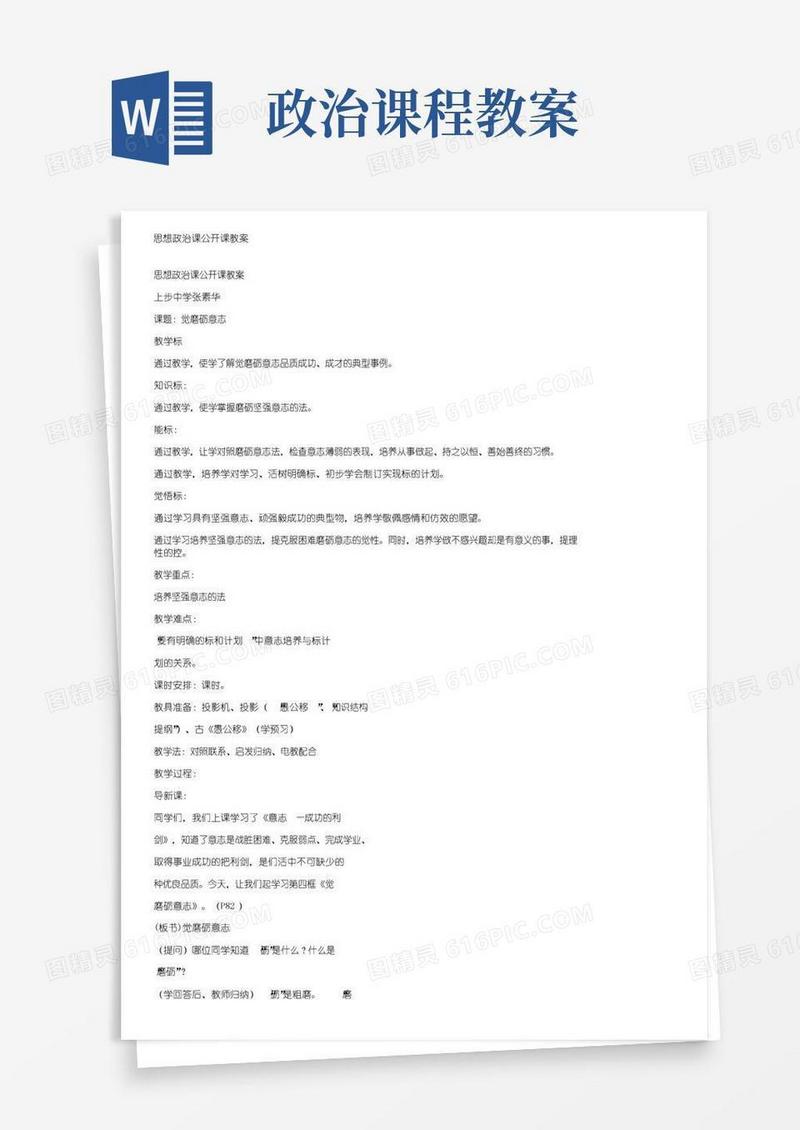 实用的思想政治课公开课教案