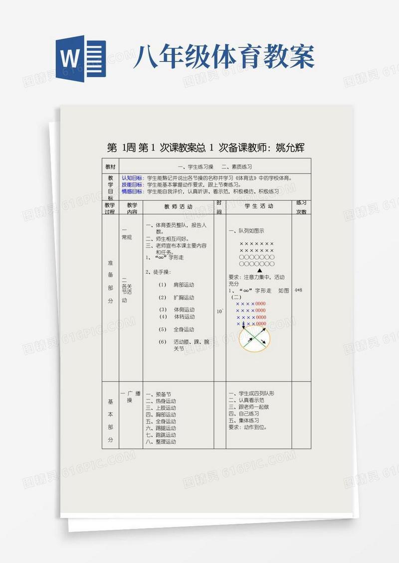 实用的.9.初中体育教案全集八年级