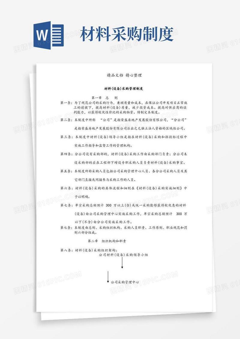 大气版材料采购管理制度新范本