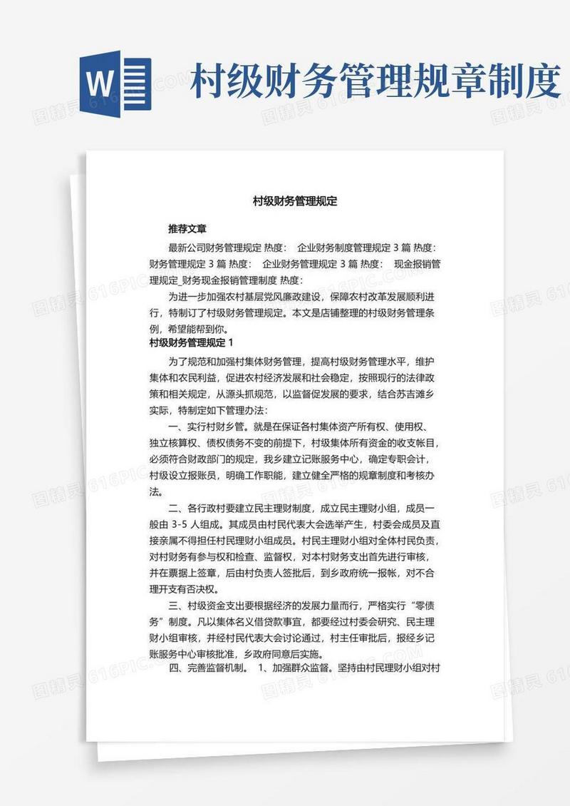 好用的村级财务管理规定