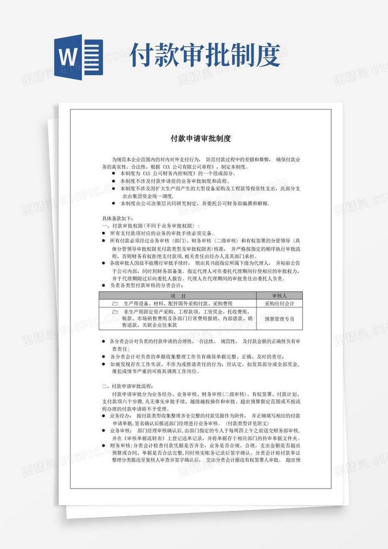 实用的付款申请审批制度