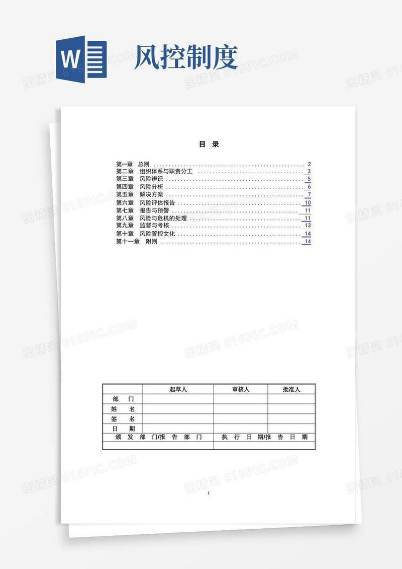 好用的公司风险管控制度