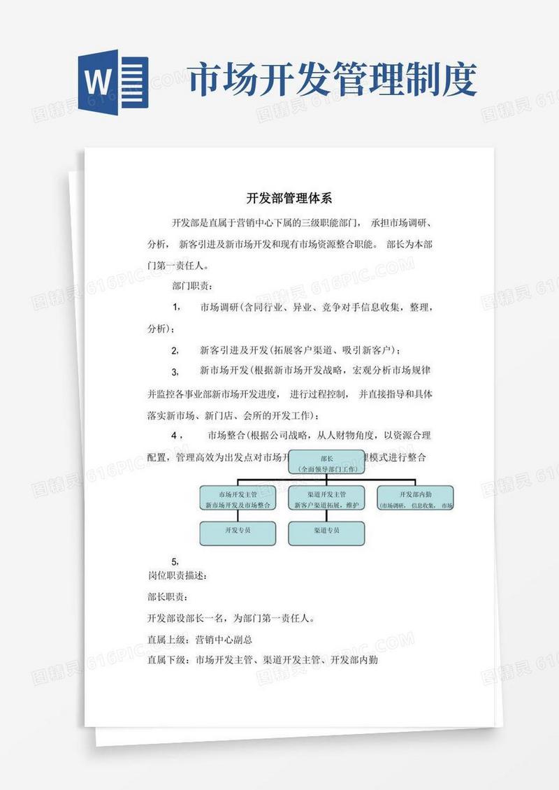 通用版市场开发部管理体系