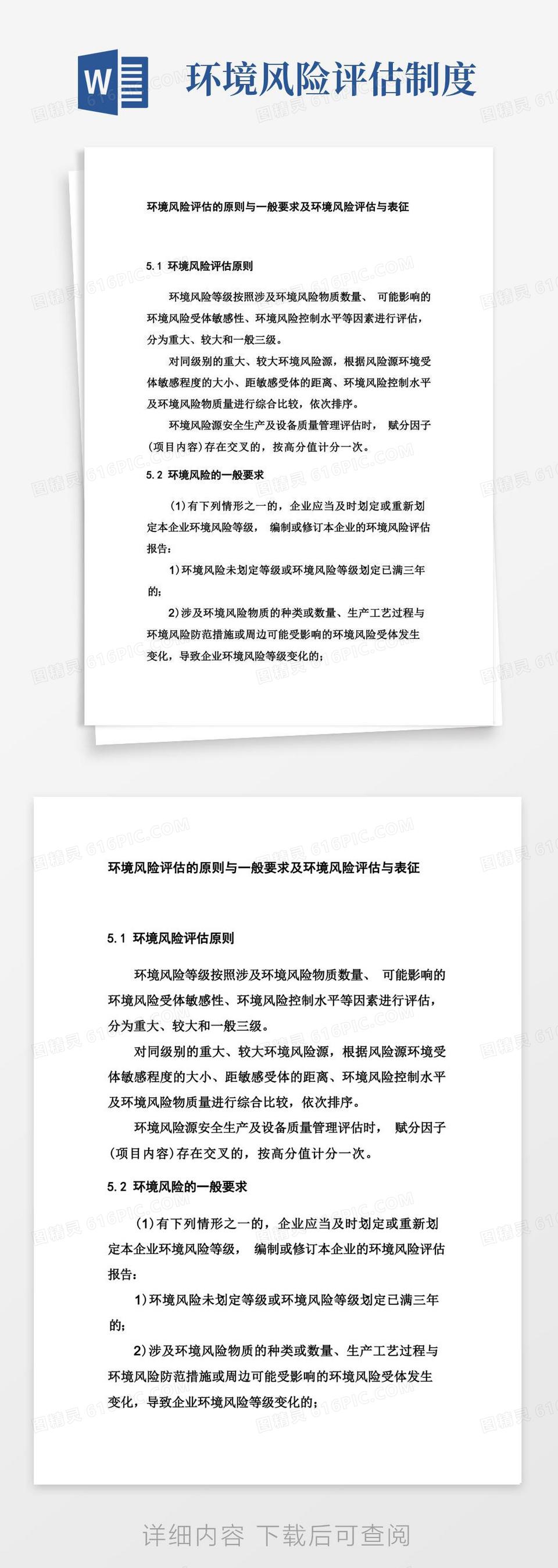 通用版环境风险评估的原则与一般要求及环境风险评估与表征word模板免费下载_编号1k3akowjj_图精灵