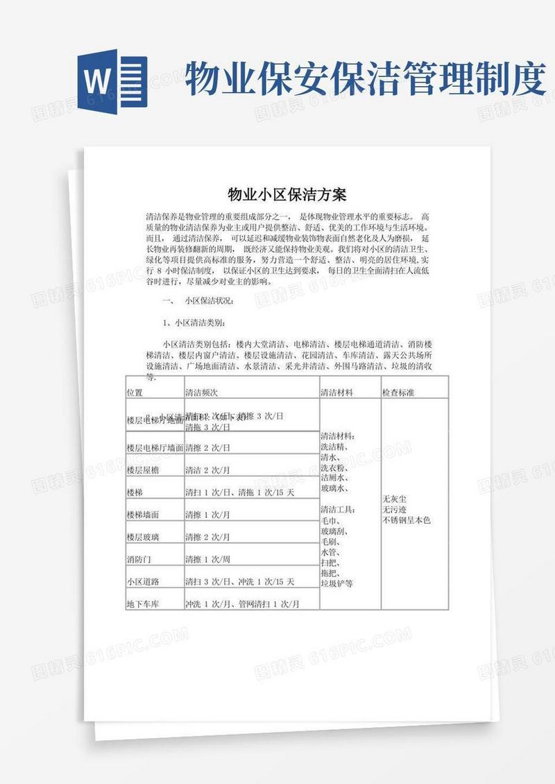 好用的物业小区保洁方案