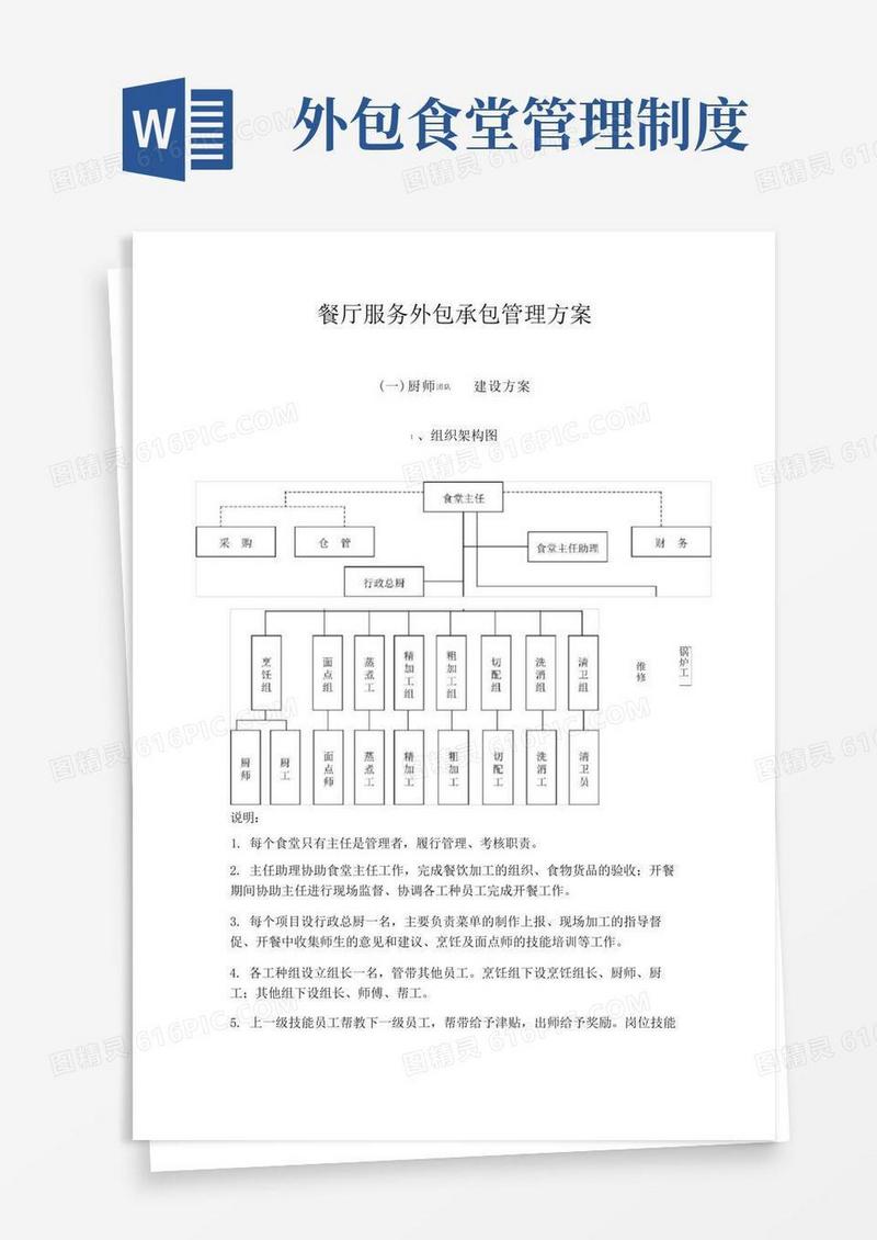 通用版餐厅服务外包承包管理方案
