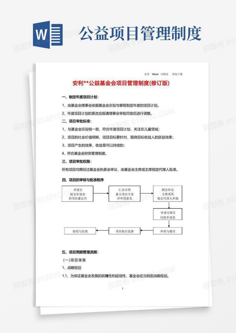 好用的最新安利公益基金会项目管理制度