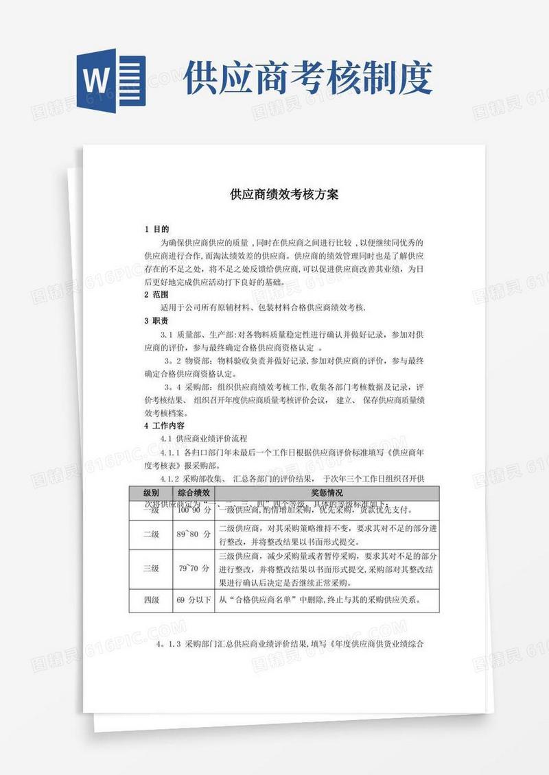 大气版供应商绩效考核方案