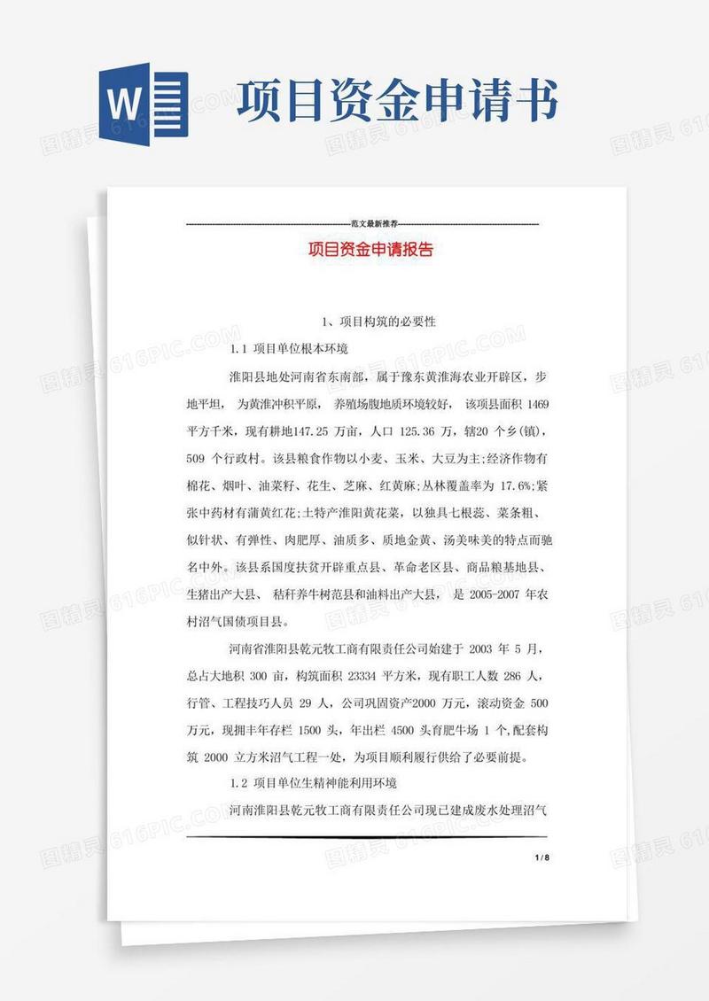 简易版项目资金申请报告