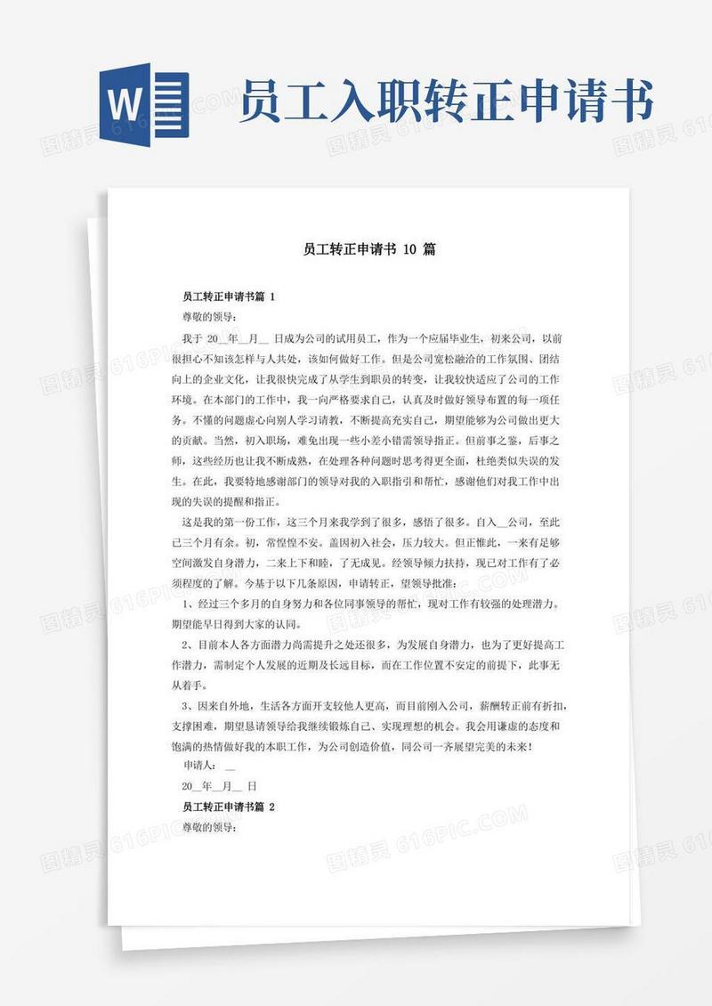 实用的员工转正申请书10篇