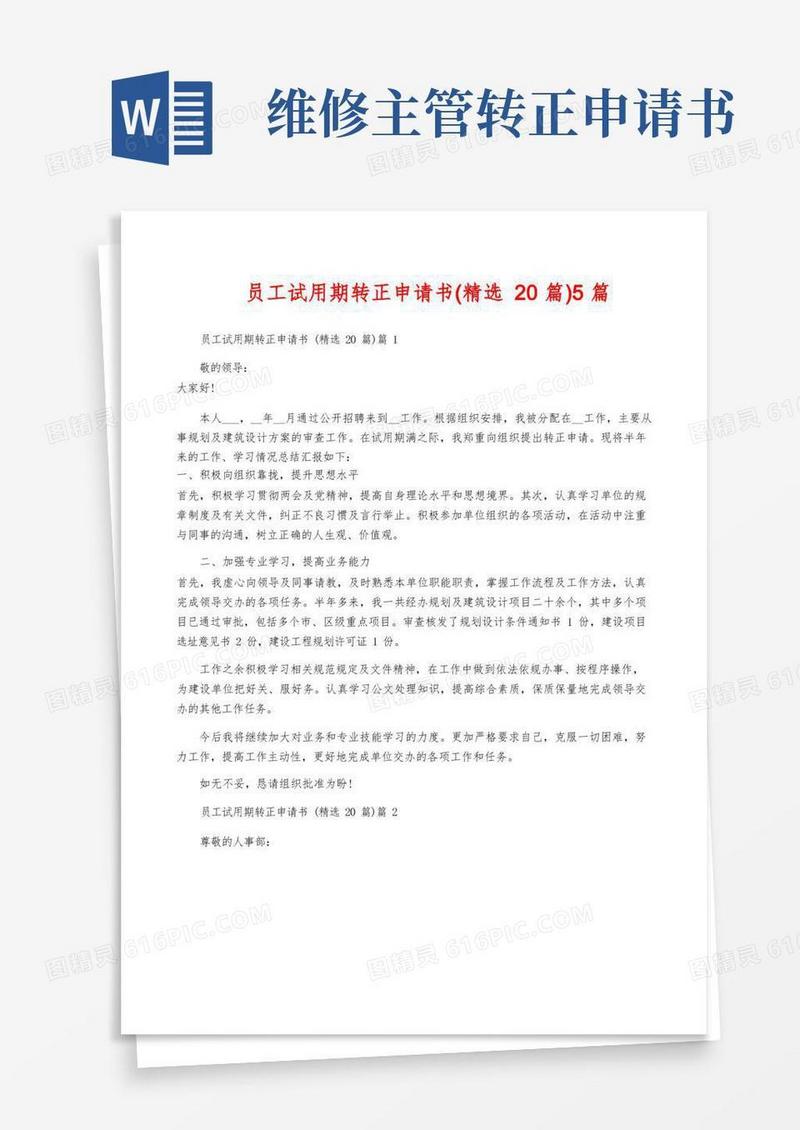 好用的员工试用期转正申请书(精选20篇)5篇