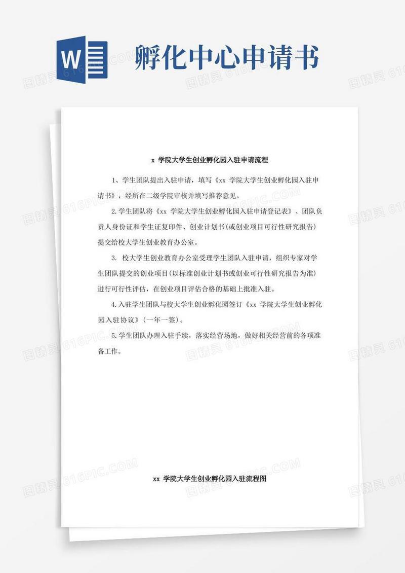 简易版创业孵化园入驻申请流程及申请表