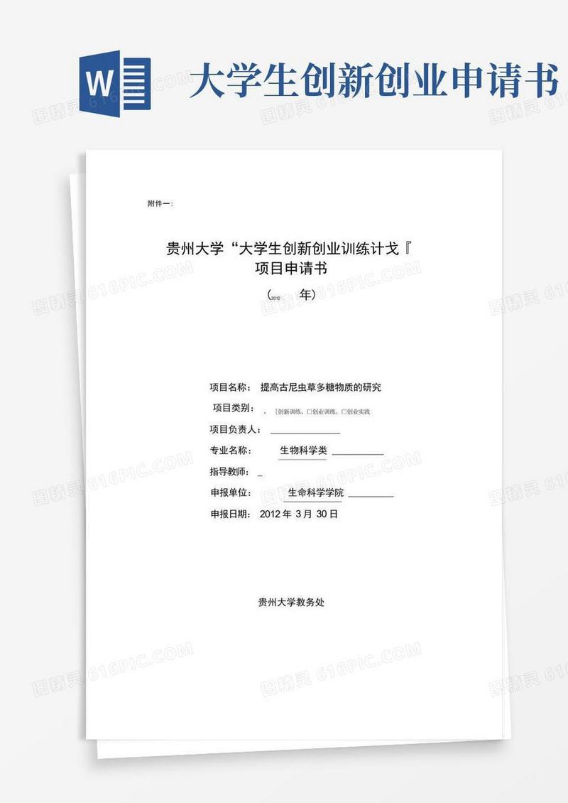 实用的大学生创新创业计划项目申请书