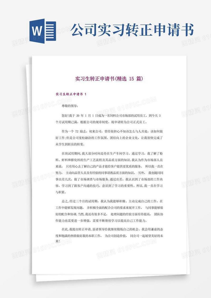 好用的实习生转正申请书(精选15篇)