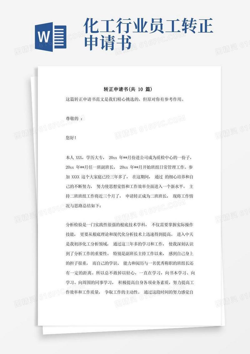 大气版转正申请书(共10篇)