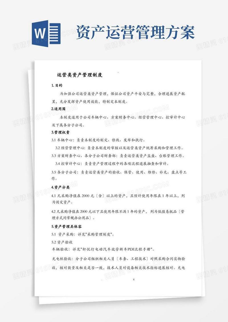 好用的运营类资产管理制度