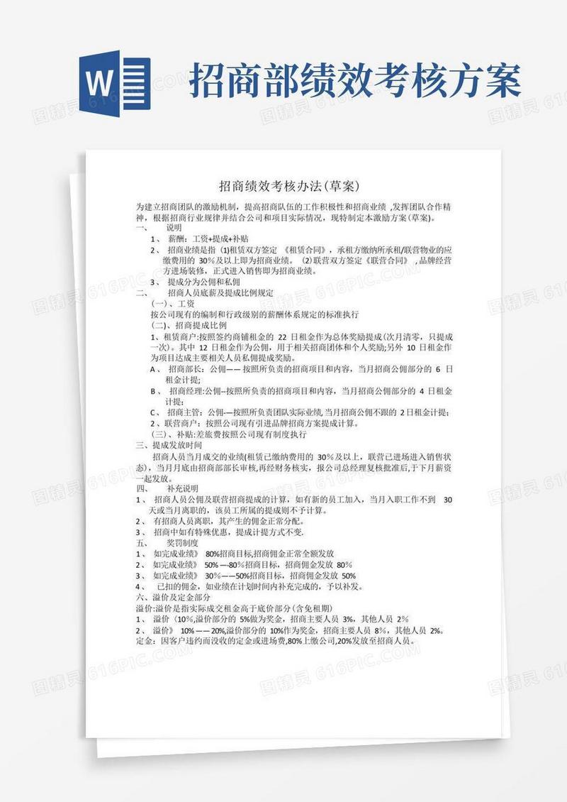 简洁的招商绩效考核办法