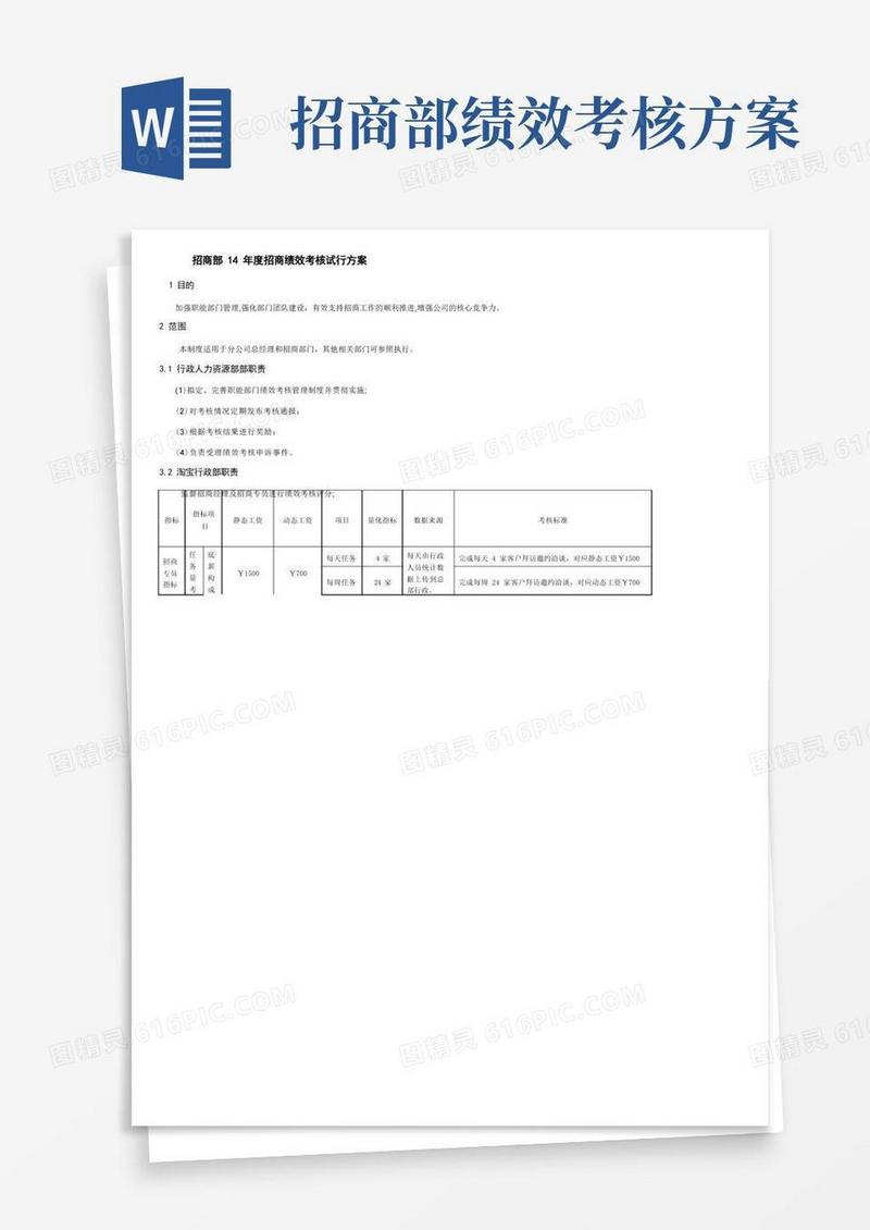通用版招商绩效考核方法